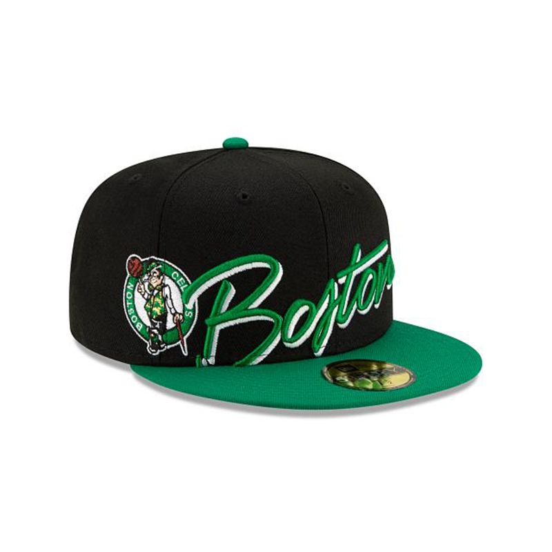 NBA Boston Celtics Cursive 59Fifty Fitted (WTQ6930) - Black New Era Caps